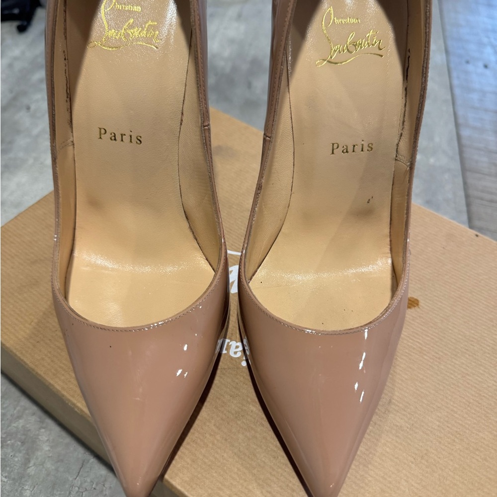 Christian Louboutin Tan Patent Leather Heels